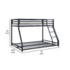 Ovi 78 Inch Twin over Full Bunk Bed, Ground Level Platform Bed, Black