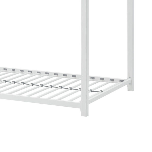 Ovi 78 Inch Twin Bunk Bed, Mounted Ladder, Ground Level Platform Bed, White