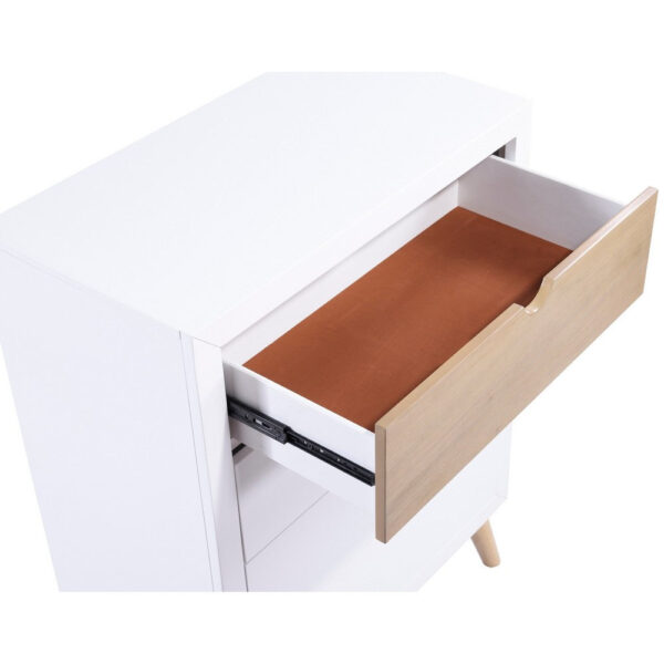 Kara 40 Inch Kids Tall Dresser Chest, 4 Drawers, Open Handles, White, Brown