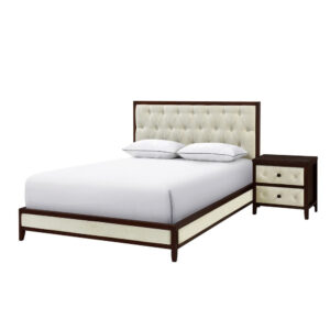 150220266991d5c3bf17d.jpeg Moni 24 Inch Nightstand, 2 Drawers, Beige, Cherry Espresso Brown Wood Frame