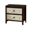 Moni 24 Inch Nightstand, 2 Drawers, Beige, Cherry Espresso Brown Wood Frame
