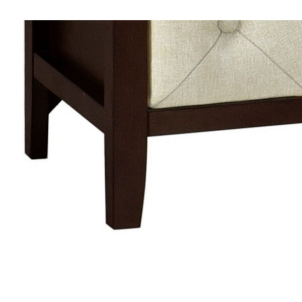 Moni 24 Inch Nightstand, 2 Drawers, Beige, Cherry Espresso Brown Wood Frame