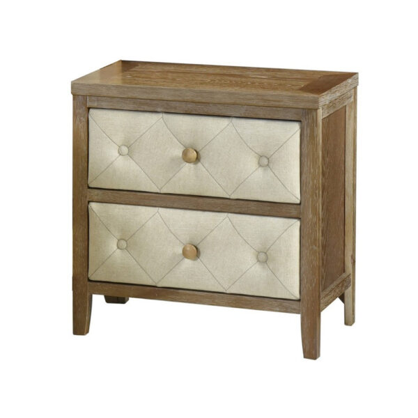 150220266991d5cf684aa.jpeg Moni 24 Inch Nightstand, 2 Drawers, Beige and Walnut Brown Wood Frame