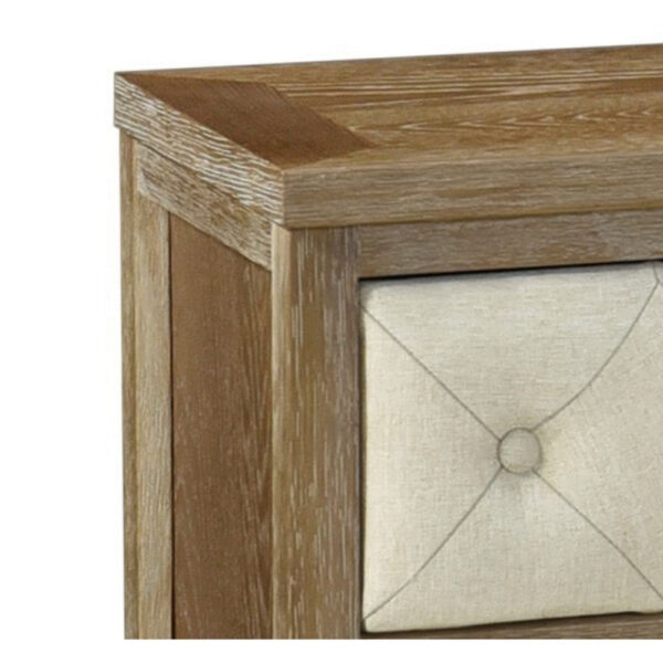 150220266991d5d1aa626.jpeg Moni 24 Inch Nightstand, 2 Drawers, Beige and Walnut Brown Wood Frame