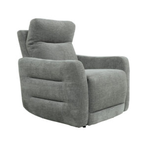 Eddie 38 Inch Power Lay Flat Recliner Chair, Gray Chenille, Power Headrest