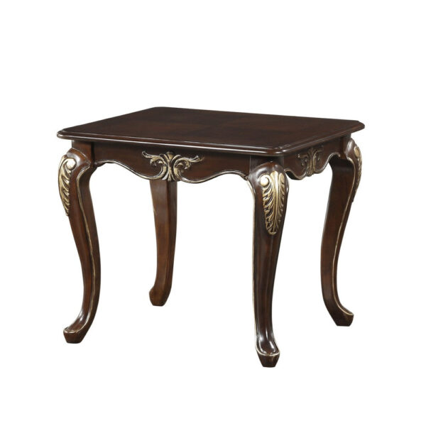 Croy 28 Inch Side End Table, Classic Cabriole Legs, Dark Cherry Brown
