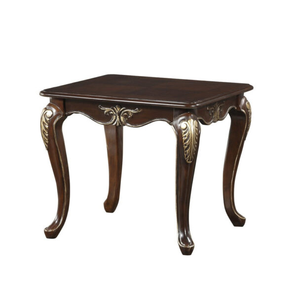 Croy 28 Inch Side End Table, Classic Cabriole Legs, Dark Cherry Brown