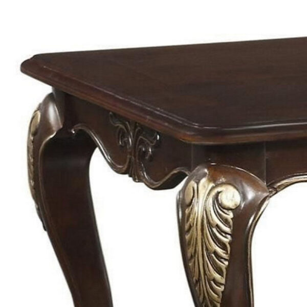 Croy 48 Inch Coffee Table, Rectangular Top, Cabriole Legs, Cherry Brown