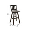Ati 29 Inch Bar Height Stool Swivel Chairs Set of 2, Vertical Slat Back, Gray, Black