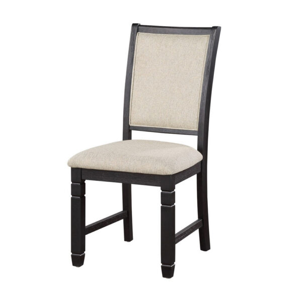 150220266991d66a75ce6.jpeg Anji 24 Inch Side Dining Chairs Set of 2, Cushioned Seat, Curved Back, Black, Beige