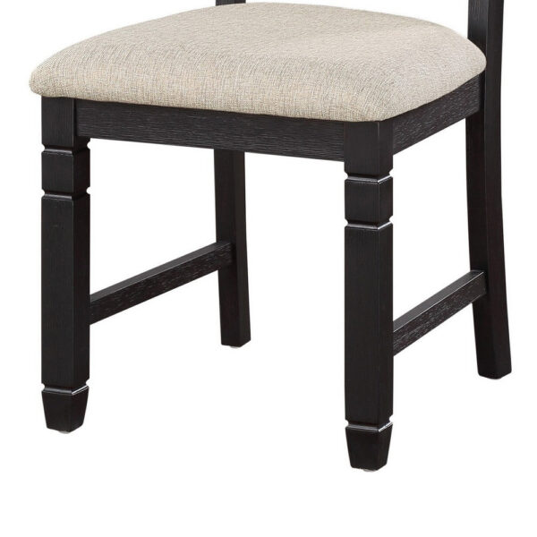 150220266991d66c330d1.jpeg Anji 24 Inch Side Dining Chairs Set of 2, Cushioned Seat, Curved Back, Black, Beige