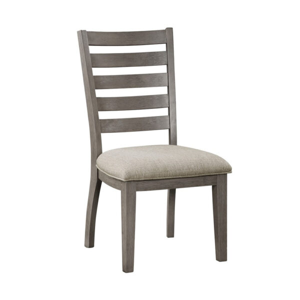 150220266991d6ac53ec1.jpeg Trea 23 Inch Side Dining Chairs Set of 2, Ladder Back, Gray, Beige Cushioned Seat