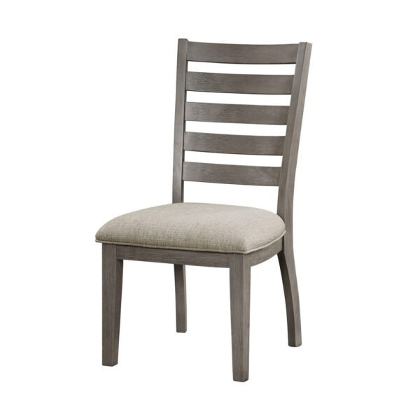150220266991d6afa2c5f.jpeg Trea 23 Inch Side Dining Chairs Set of 2, Ladder Back, Gray, Beige Cushioned Seat