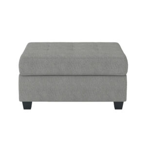 Aston 33 Inch Ottoman, Light Gray Microfiber, Interior Storage, Solid Wood