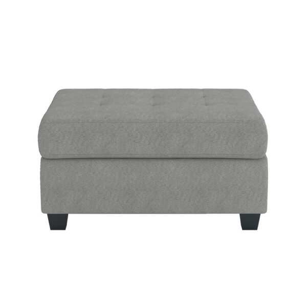 150220266991d6b932381.jpeg Aston 33 Inch Ottoman, Light Gray Microfiber, Interior Storage, Solid Wood