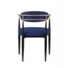 Kenny 21 Inch Dining Chairs Set of 2, Blue Fabric, Foam Padding, Gold and Black Metal