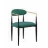 150220266991d6ded6450.jpeg Kenny 21 Inch Dining Chairs Set of 2, Green Fabric, Foam Padded, Gold and Black Metal