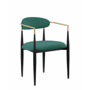 150220266991d6ded6450.jpeg Kenny 21 Inch Dining Chairs Set of 2, Green Fabric, Foam Padded, Gold and Black Metal