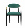 150220266991d6e06a23f.jpeg Kenny 21 Inch Dining Chairs Set of 2, Green Fabric, Foam Padded, Gold and Black Metal