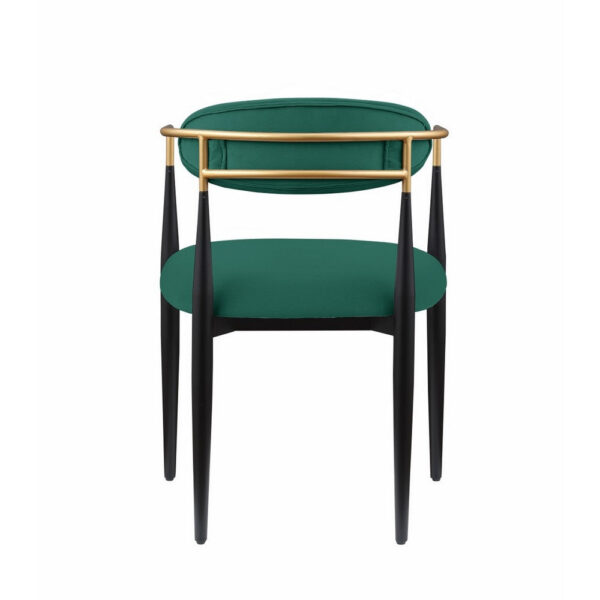 150220266991d6e3988e9.jpeg Kenny 21 Inch Dining Chairs Set of 2, Green Fabric, Foam Padded, Gold and Black Metal