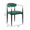 150220266991d6e51e203.jpeg Kenny 21 Inch Dining Chairs Set of 2, Green Fabric, Foam Padded, Gold and Black Metal