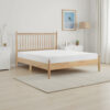 Lika Full Platform Bed, Vertical Slatted Headboard, Natural Brown Wood