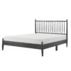 Lika Full Platform Bed, Vertical Slatted Headboard, Charcoal Gray Wood