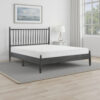 Lika Full Platform Bed, Vertical Slatted Headboard, Charcoal Gray Wood