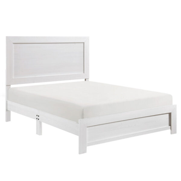 Eby Full Size Bed, Rustic Farmhouse Style, White Finish Wood Veneer