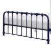 Ethan Full Size Metal Bed, Blue Spindle Design, Heavy Duty Slat Support