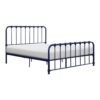 Ethan Twin Size Metal Bed, Blue Spindle Design, Heavy Duty Slat Support