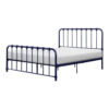 Ethan Twin Size Metal Bed, Blue Spindle Design, Heavy Duty Slat Support