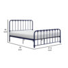 Ethan Twin Size Metal Bed, Blue Spindle Design, Heavy Duty Slat Support