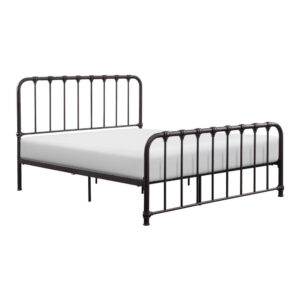 Ethan Full Size Metal Bed, Bronze Spindle Design, Heavy Duty Slat Support