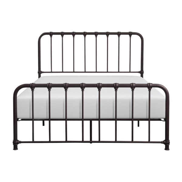 Ethan Full Size Metal Bed, Bronze Spindle Design, Heavy Duty Slat Support