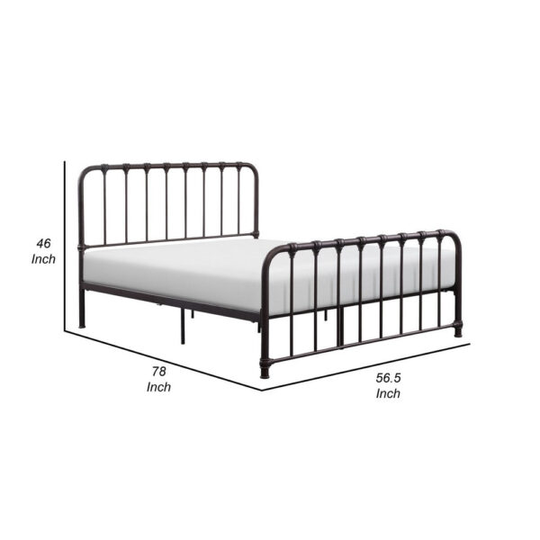 Ethan Full Size Metal Bed, Bronze Spindle Design, Heavy Duty Slat Support