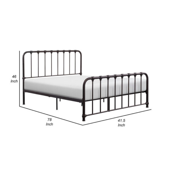150220266991d7c9e9826.jpeg Ethan Twin Size Metal Bed, Bronze Spindle Design, Heavy Duty Slat Support