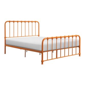 150220266991d812dfa88.jpeg Ethan Twin Size Metal Bed, Orange Spindle Design, Heavy Duty Slat Support