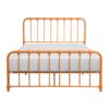 Ethan Twin Size Metal Bed, Orange Spindle Design, Heavy Duty Slat Support