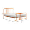 Ethan Twin Size Metal Bed, Orange Spindle Design, Heavy Duty Slat Support