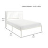 Angie King Size Platform Metal Bed, Subtly Angled Slats on Headboard, White