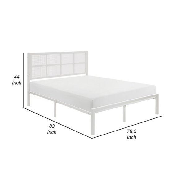 150220266991d82ea4159.jpeg Annie King Platform Metal Bed, White Faux Cane Panel Headboard, Low Profile