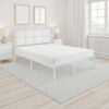 150220266991d8302806a.jpeg Annie King Platform Metal Bed, White Faux Cane Panel Headboard, Low Profile