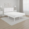 Annie Twin Platform Metal Bed, White Faux Cane Panel Headboard, Low Profile