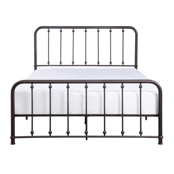 150220266991d84731bb2.jpeg Ken King Size Metal Bed, Ball Accents on Vertical Slats, Antique Bronze