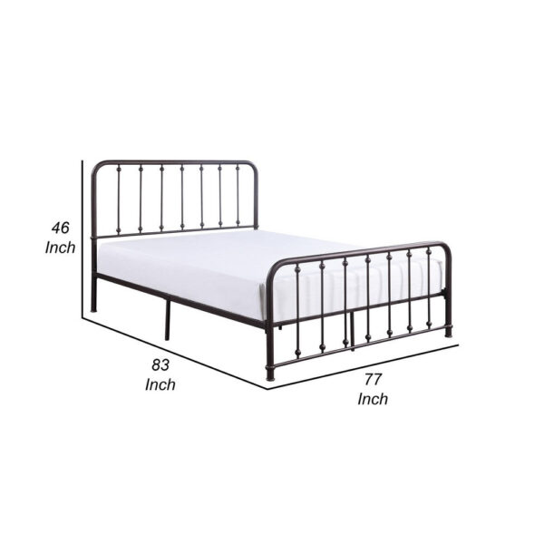 150220266991d84c4c8ef.jpeg Ken King Size Metal Bed, Ball Accents on Vertical Slats, Antique Bronze