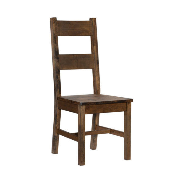 Rick 22 Inch Side Dining Chairs Set of 2, Ladder Back, Burnished Brown Rubberwood