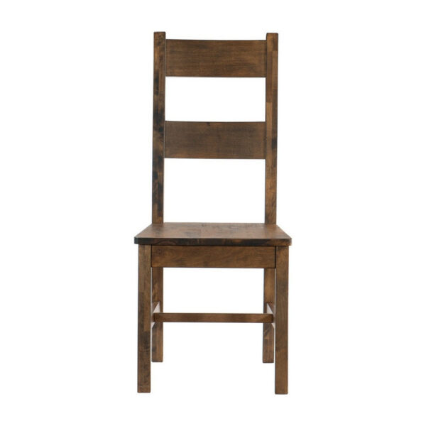 Rick 22 Inch Side Dining Chairs Set of 2, Ladder Back, Burnished Brown Rubberwood