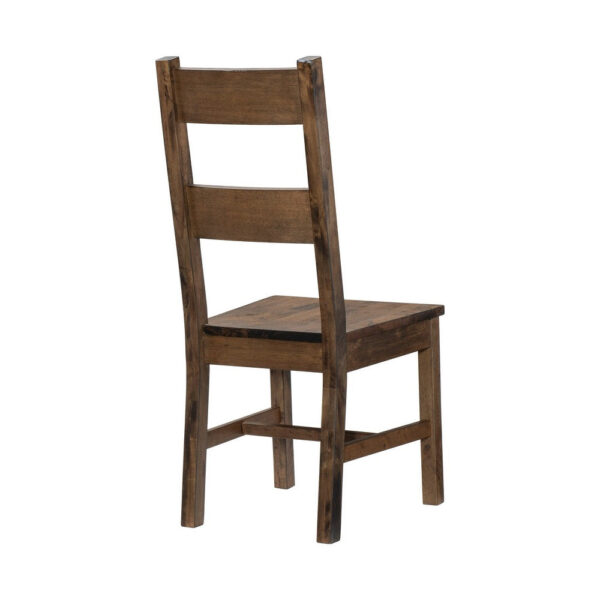 Rick 22 Inch Side Dining Chairs Set of 2, Ladder Back, Burnished Brown Rubberwood