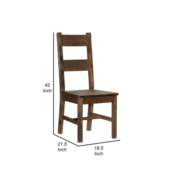 Rick 22 Inch Side Dining Chairs Set of 2, Ladder Back, Burnished Brown Rubberwood
